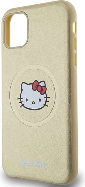 Mbështjellës Hello Kitty Leather Kitty Head MagSafe për iPhone 11/XR, ari