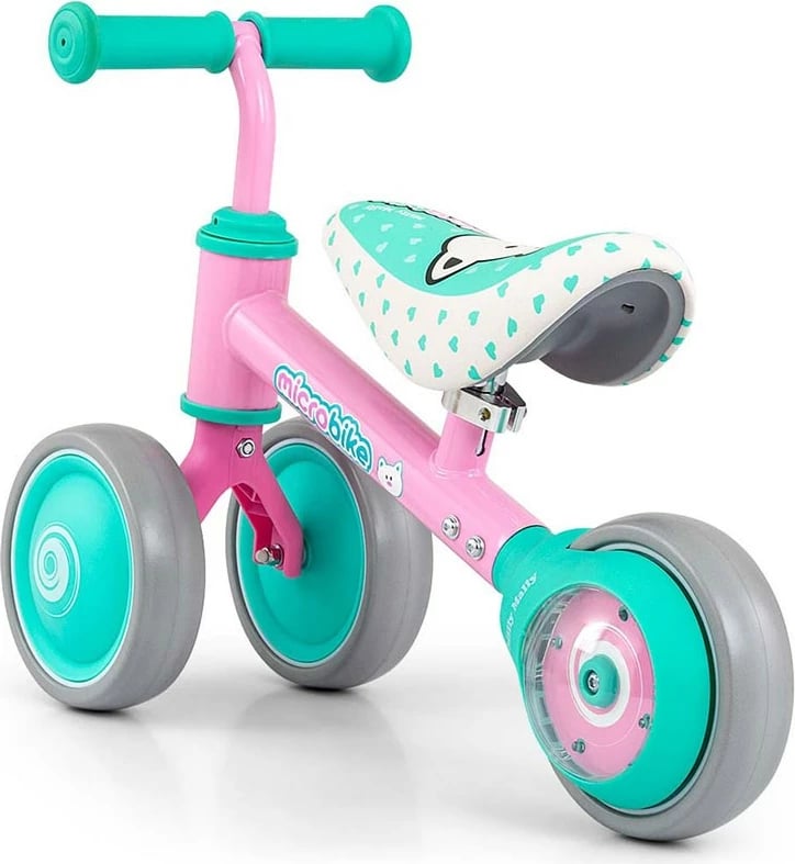 skuter fëmijësh Milly Mally Micro Plus Cat 6" rrota me drita, rrota dyshe, sedile e butë, 18-36 muaj, 25 kg max, rozë