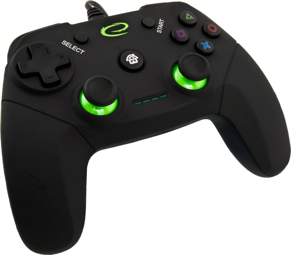 Gamepad Esperanza EGG110K për PC/PS3, me kabllo, i zi/gjelbër
