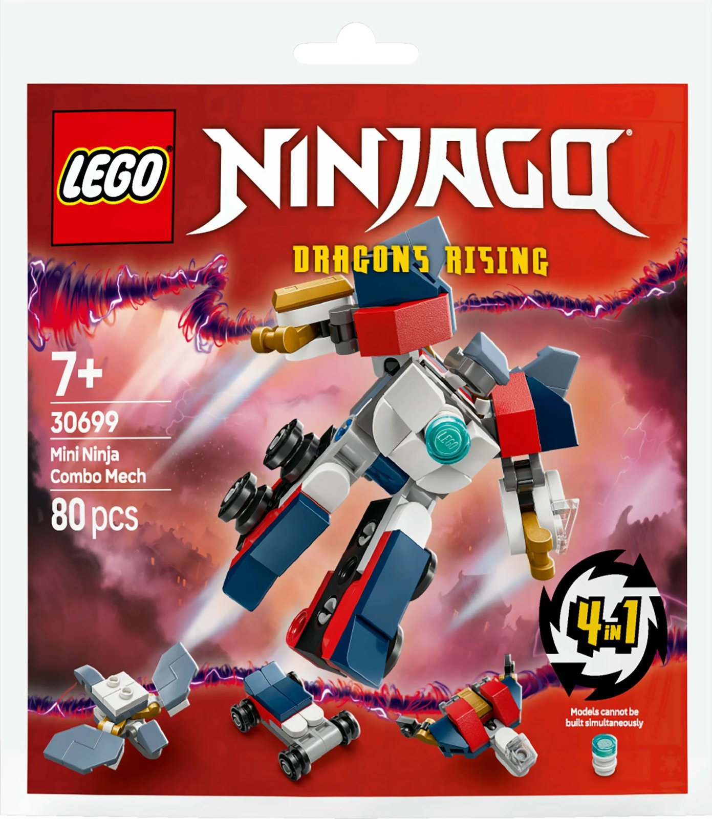 Set ndërtimi LEGO Ninjago 30699 Mini-Kombi-Mech, 80 pjesë, shumëngjyrësh
