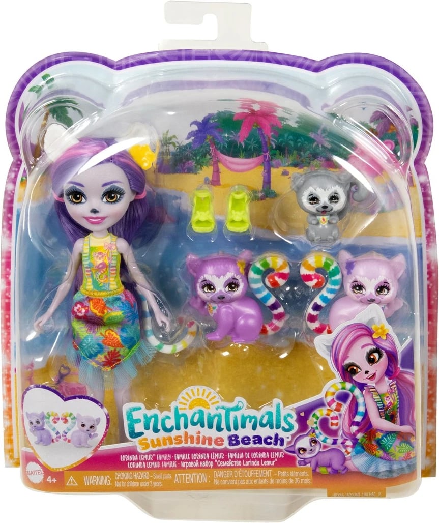 Lodra Enchantimals MATTEL Lorinda Lemur Family, Multikolor
