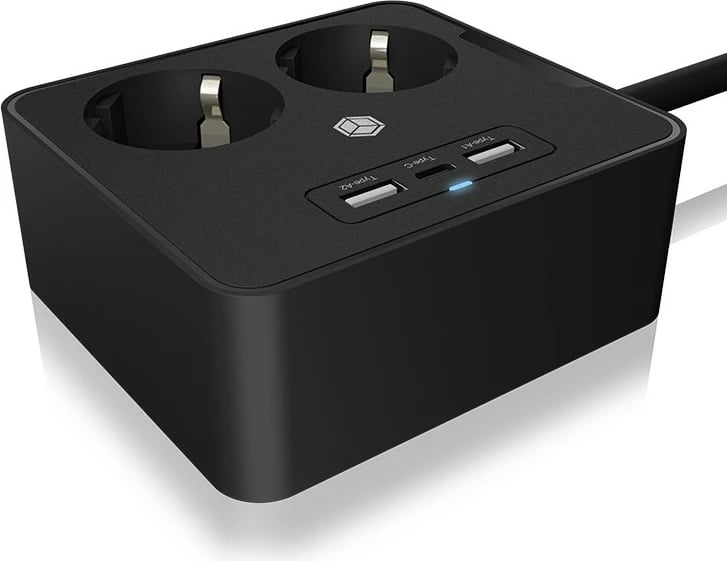 Prizë dyfishe ICY BOX me 2x USB porta, e zezë