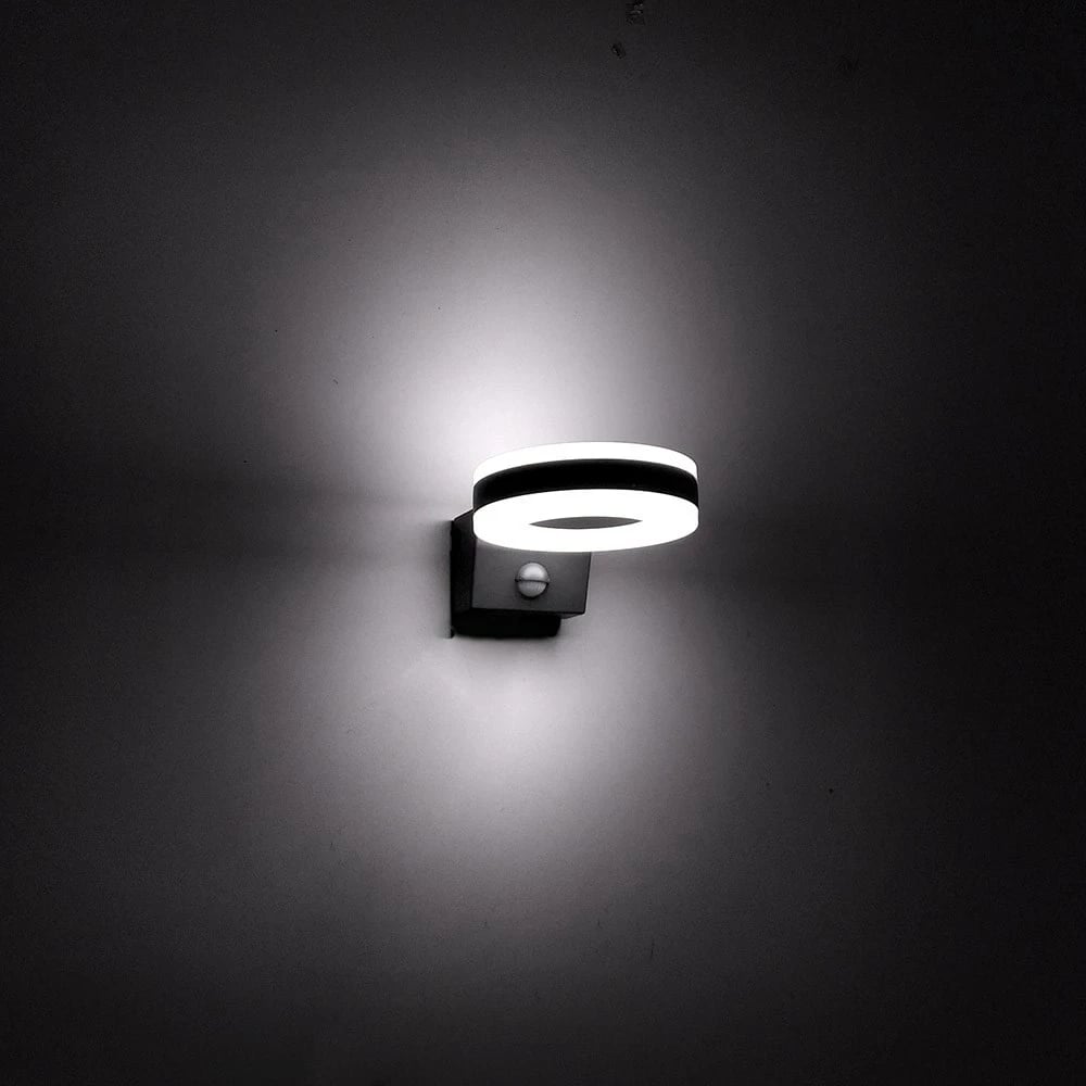 Dritë LED Maclean, e montuar në mur, me sensor PIR, 20W, 1700lm, IP65, Neutral White 4000K, Gri