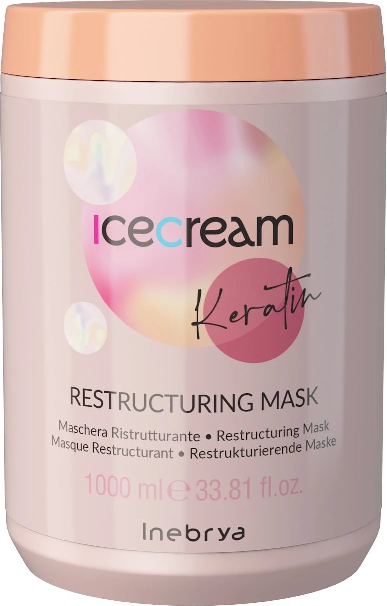 Maskë për flokë Inebrya Ice Cream Keratin për femra 1000ml