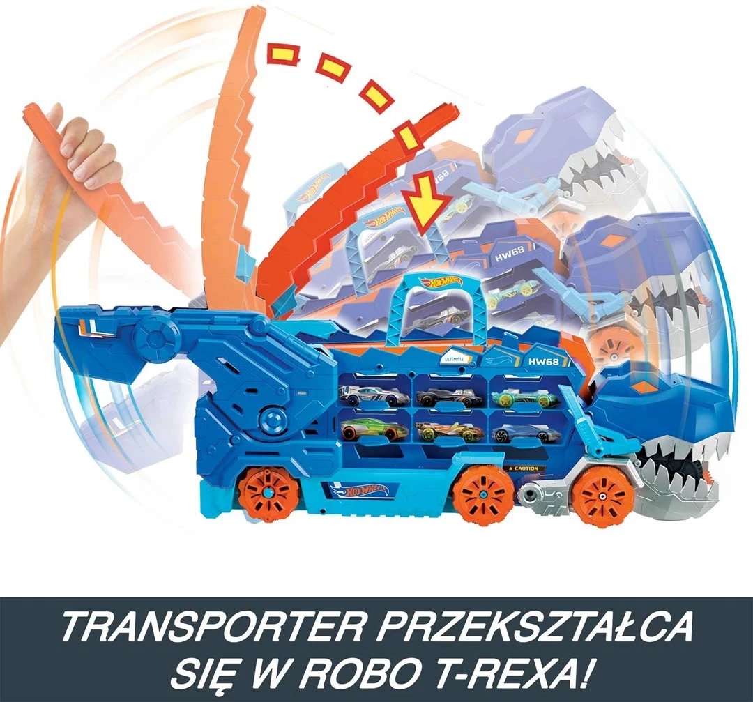 Transportues Hot Wheels City T-Rex Mega MATTEL, shumëngjyrësh