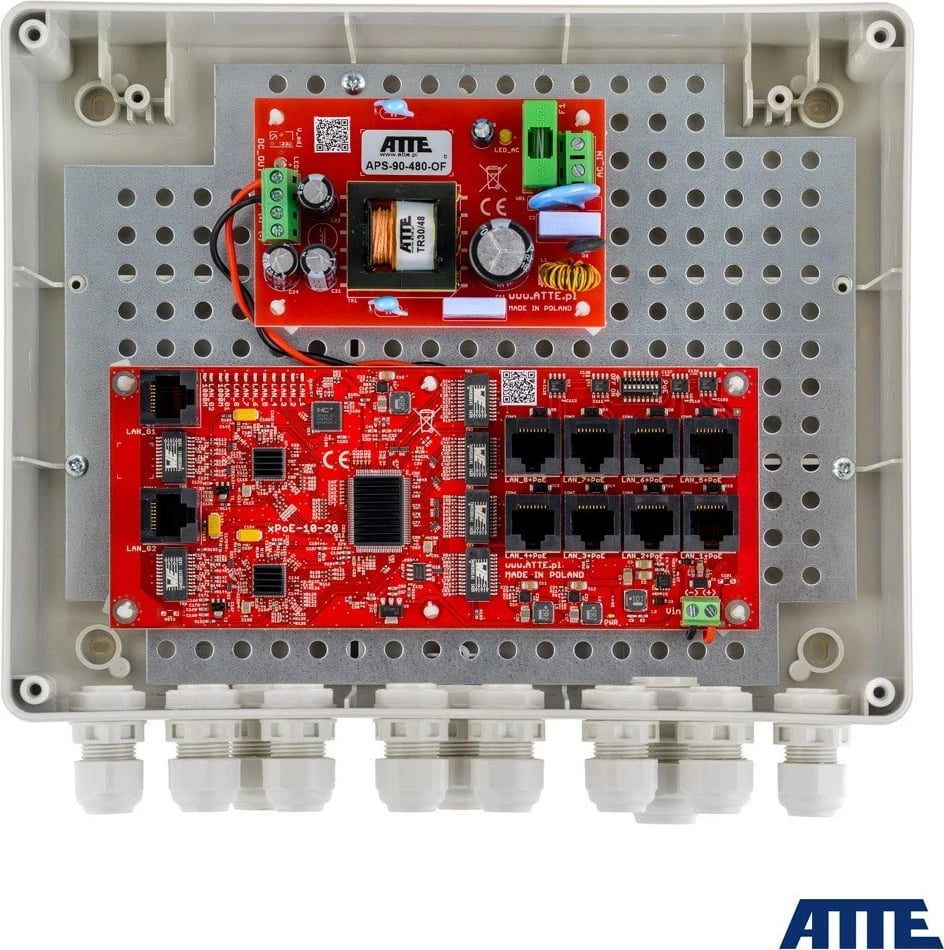 Switch Atte IP-8-20-L2, 8-port PoE, për kamera IP, për jashtë