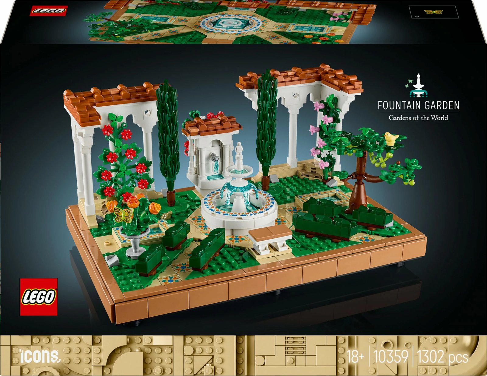 Set ndërtimi LEGO Icons 10359 Springbrunnengarten, 1302 pjesë, multikolor