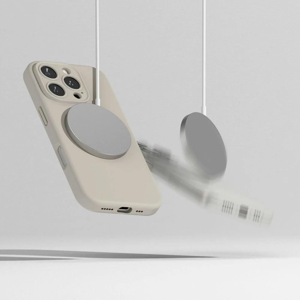Mbështjellës Ringke Silicone MagSafe për iPhone 16 Pro, Bezhe