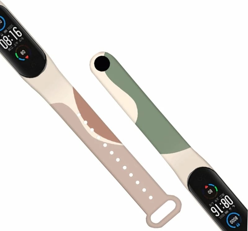 Rrip silikoni Hurtel Strap Moro për Xiaomi Mi Band 5/6, kamuflazh, Bardhë/Bezhë/Portokalli/E Kuqe