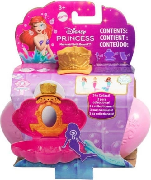 Set lodër Disney Princess The Little Mermaid në guaskë, Mattel JBL34, me kukull sirenë, për vajza