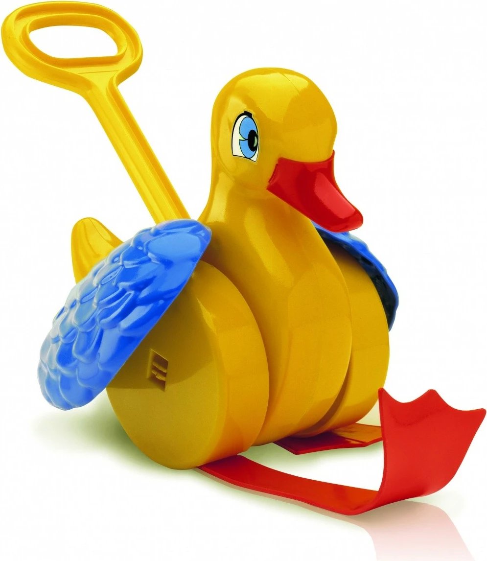 Lodër shtytëse Quercetti Duck Flap, për fëmijë, Blu/Kuqe/Verdhë