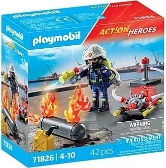 Set lodrash Playmobil Action Heroes 71826 zjarrfikës me pompë uji, 42 pjesë