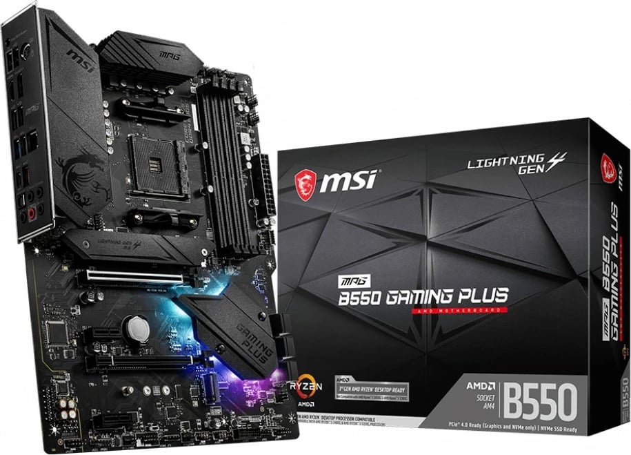 Pllakë amë MSI MPG B550 Gaming Plus, AMD, Socket AM4, DDR4-SDRAM, 128 GB