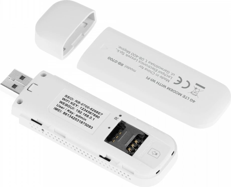 Modem USB 4G LTE Rebel RB-0700 me WiFi, i bardhë