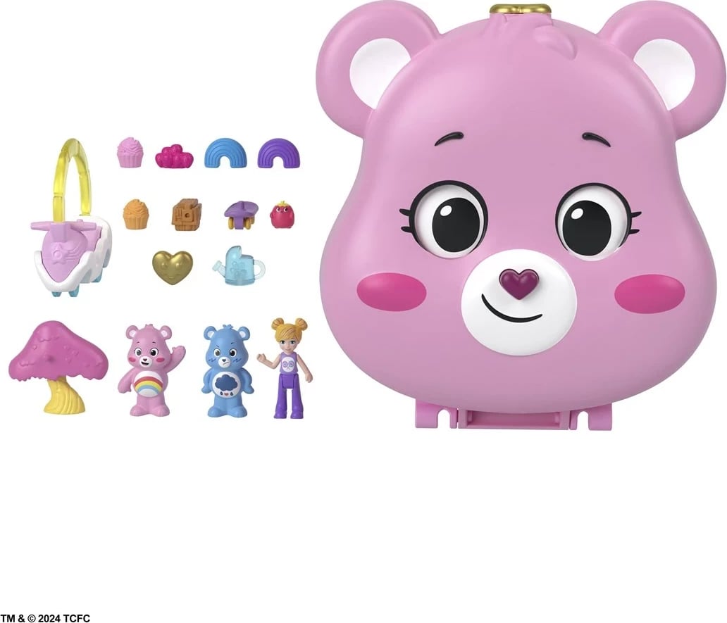 Set lodrash Polly Pocket Care Bears Compact, MATTEL, Shumëngjyrësh