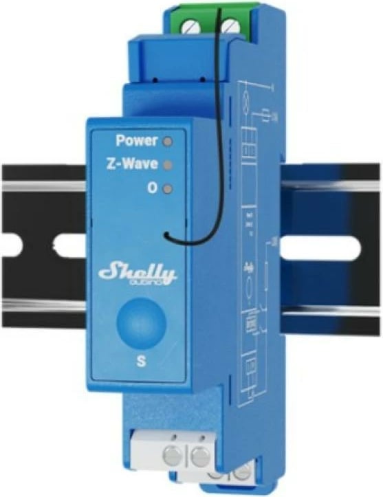 Switch Z-Wave smart, Shelly Wave PRO 1 (QBWAVPRO1), 1 kanal, montim në shinë DIN, blu