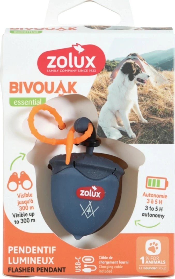 Pendentë ndriçues ZOLUX BIVOUAK për qafore, LED USB, Blu