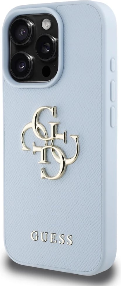 Mbështjellës Guess Grained Big 4G Logo Small Classic Logo për iPhone 16 Pro, kaltër