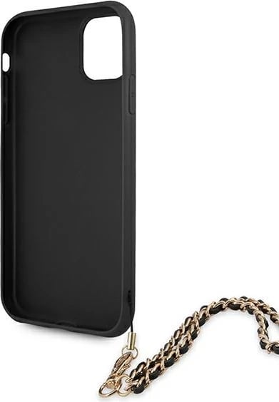 Mbështjellës Guess Saffiano Chain për iPhone 11/Xr 6.1", i zi