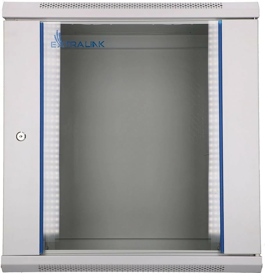 Kasë muri Extralink EX.8598, 12U, 600x450, xham, Gri