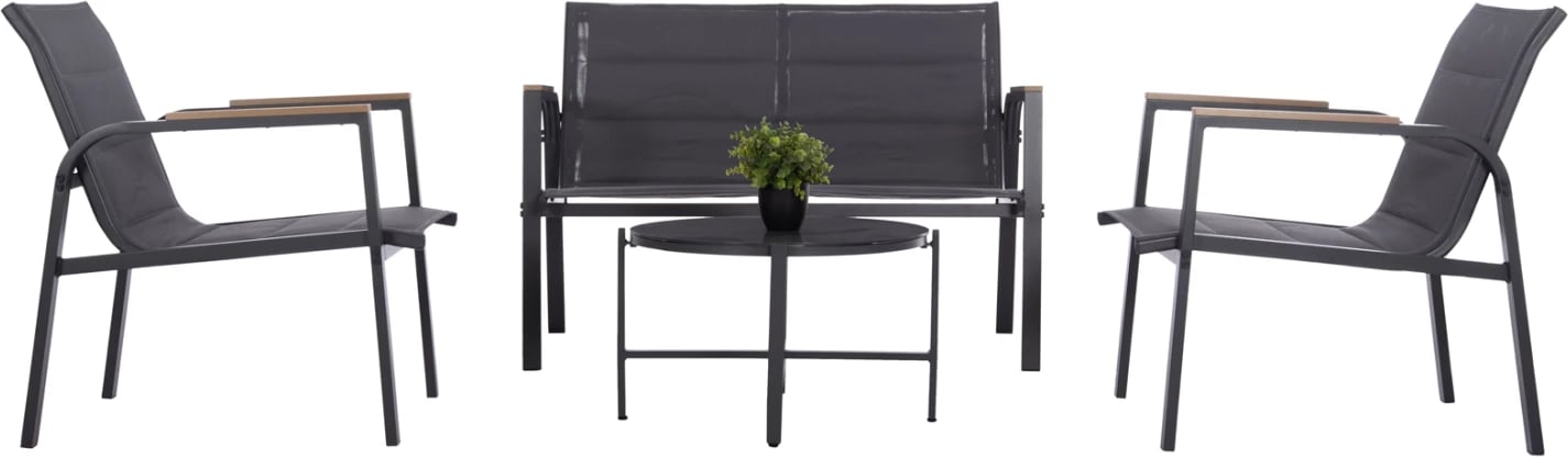 Set lounge për jashtë, 4 pjesë, Juliette, alumin gri, tekstilene, xham i temperuar, FH6280.03
