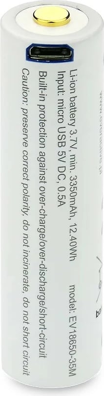 Bateri rikarikueshme everActive FWEV1865035MBOX 18650 Li-ion 3500 mAh 3.7V me micro USB 1 copë