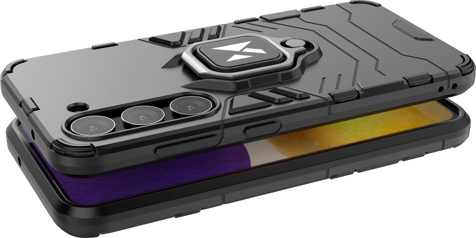 Mbështjellës Wozinsky Ring Armor për Samsung Galaxy S23, me mbajtëse unaze, i zi