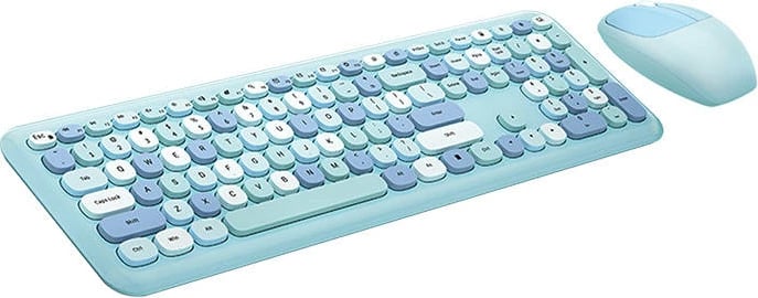 Set tastierë + maus wireless MOFII SMK-666395AG, Membranë, 112 taste, 1200 DPI, Kaltër