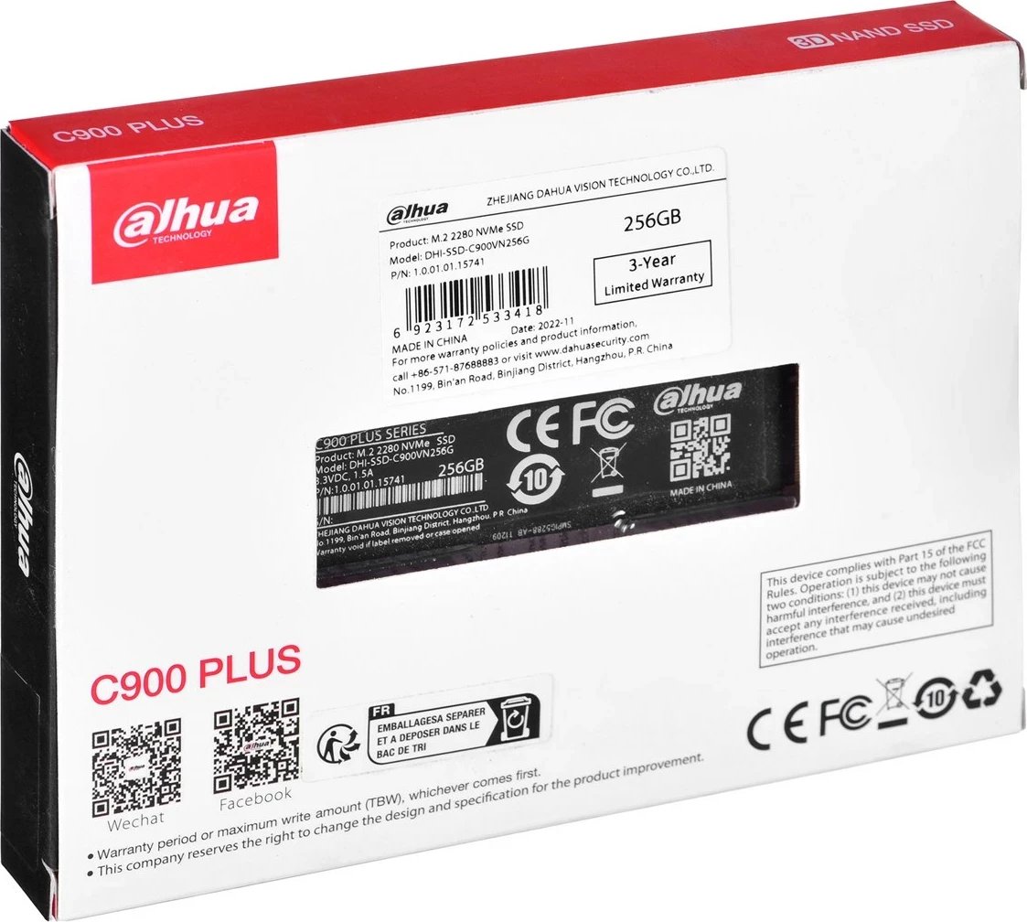 SSD Dahua DHI-SSD-C900VN256G, 256 GB, M.2, PCI Express 3.0, NVMe, i zi