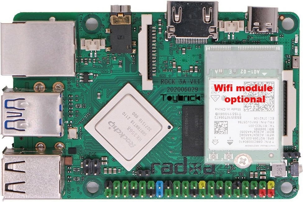 Pllakë amë ALLNET Radxa Rock 3A, 2GB, RK3568, Quad-core Cortex-A55, 2GHz, Mali G52