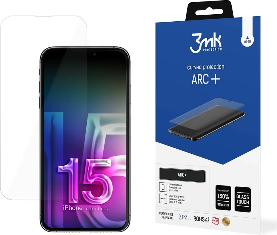 Mbështjellës ekrani 3mk ARC+ për iPhone 15 Pro, transparent