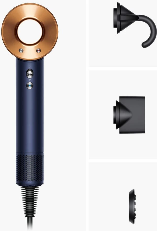 Tharëse flokësh Dyson Supersonic, 1600W, 3 shtojca, natë blu/bakër