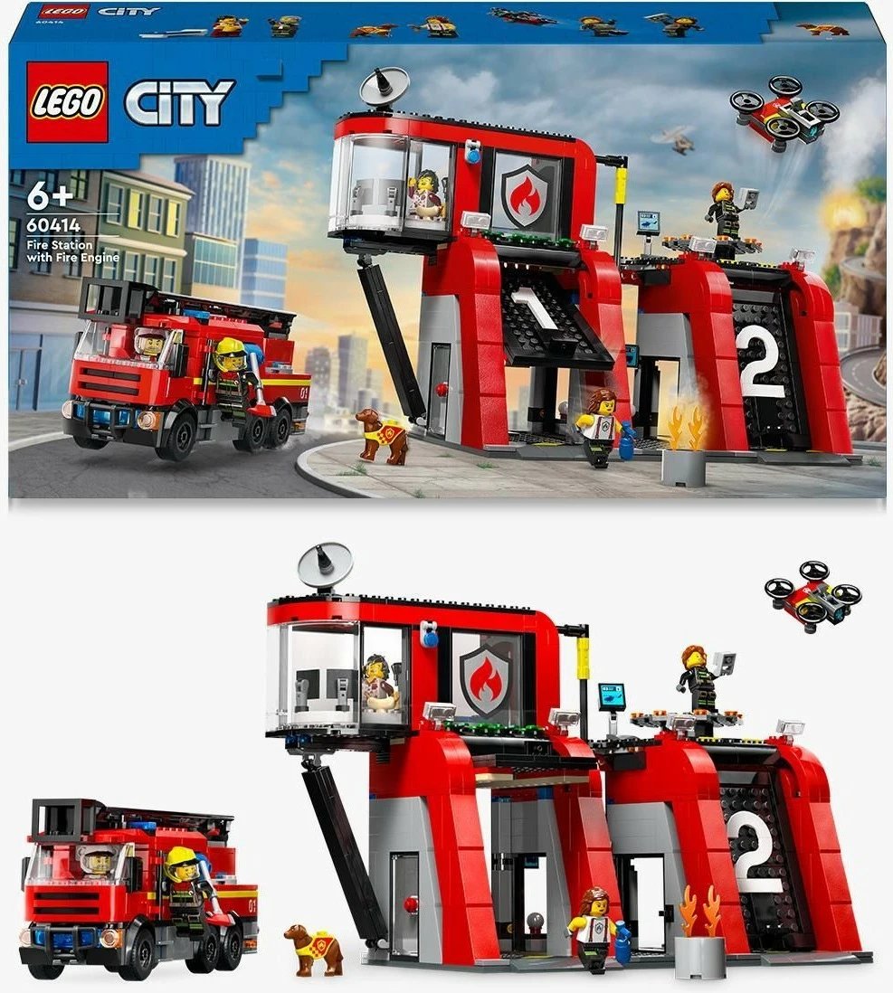 Set ndërtimi LEGO City 60414, stacion zjarri me kamion, 843 pjesë, shumëngjyrësh Set ndërtimi LEGO City 60414, stacion zjarri me kamion, 843 pjesë, shumëngjyrësh