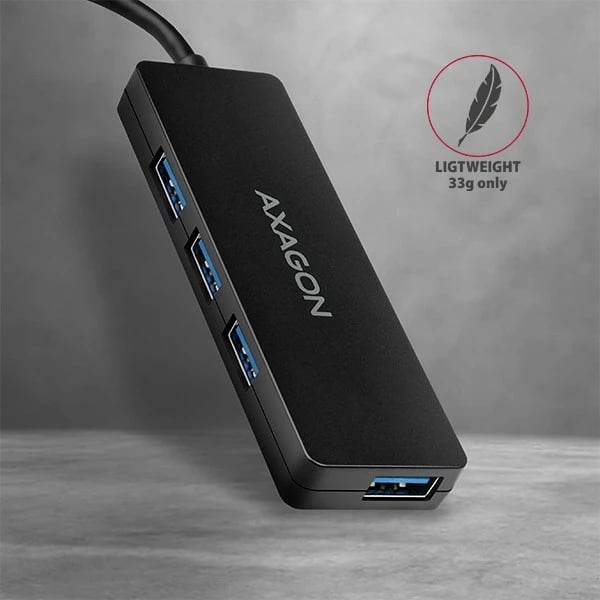 Kasë USB AXAGON HUE-G1A, 4 porta, USB 3.2 Gen 1, kabllo 14cm, e zezë