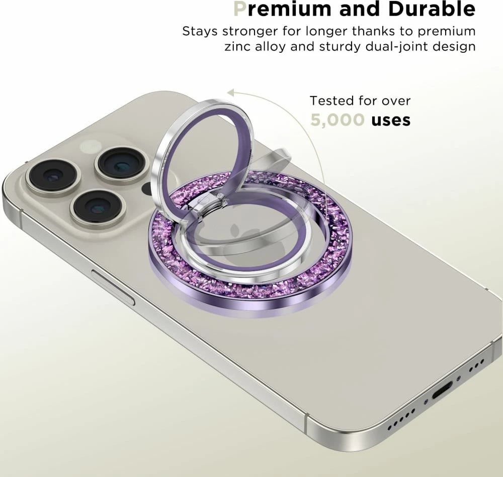 Mbajtës magnetik me unazë Tech-Protect MMR200 me MagSafe, vjollcë me kristale