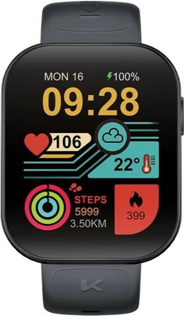 Smartwatch Kumi U6, 1.96 inç, 300 mAh, E zezë