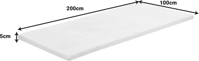 Top Casmeriane roll pack, ngjyrë e bardhë, material memory foam, 100x200x5cm