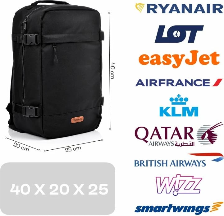 Çantë shpine Meteor unisex, e zezë