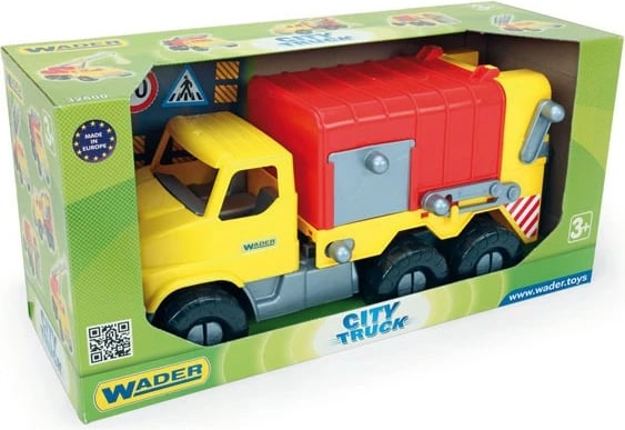 Kamion pastrimi lodër Wader City Truck, 49 cm, plastikë, Kuq/Verdhë