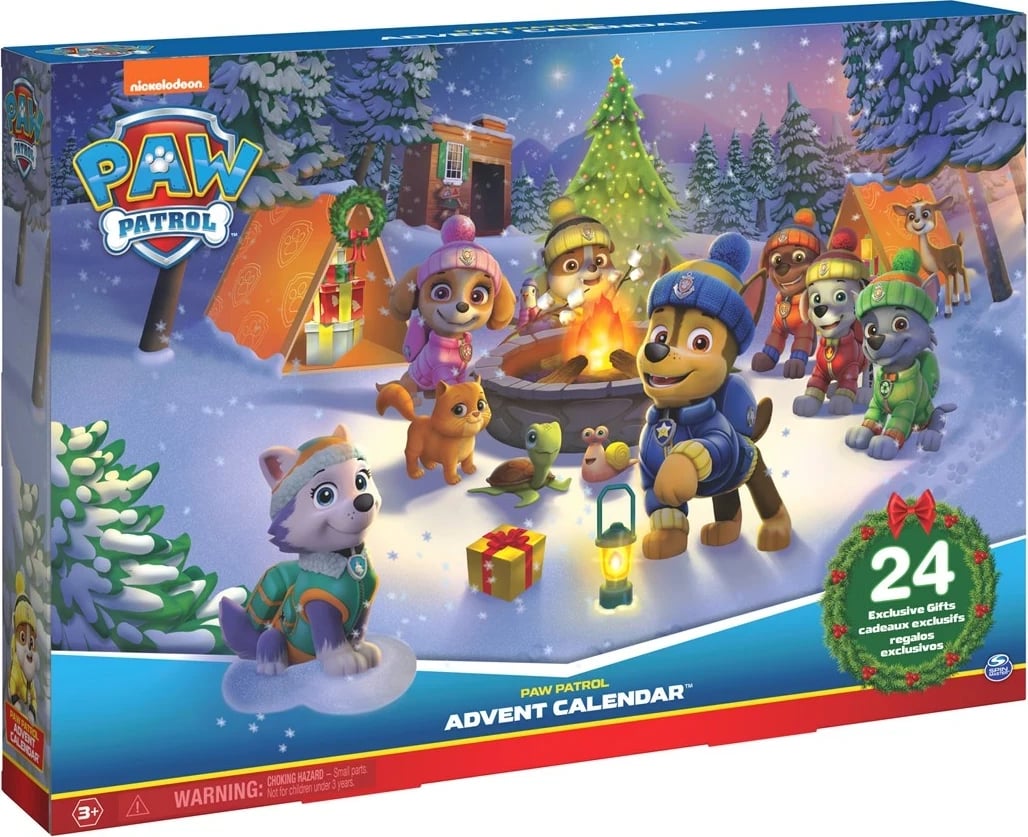 Kalendar adventi PAW Patrol 2023, SPIN MASTER, 24 lodra surprizë, shumëngjyrësh