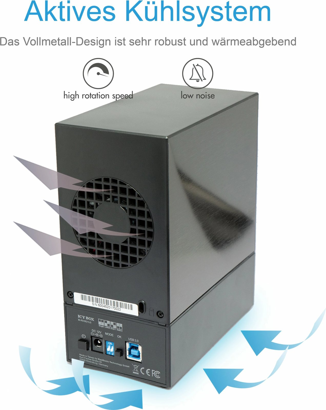 Kasë eksternale ICY BOX IB-RD3621U3, 2x3.5", USB 3.0, RAID, e zezë