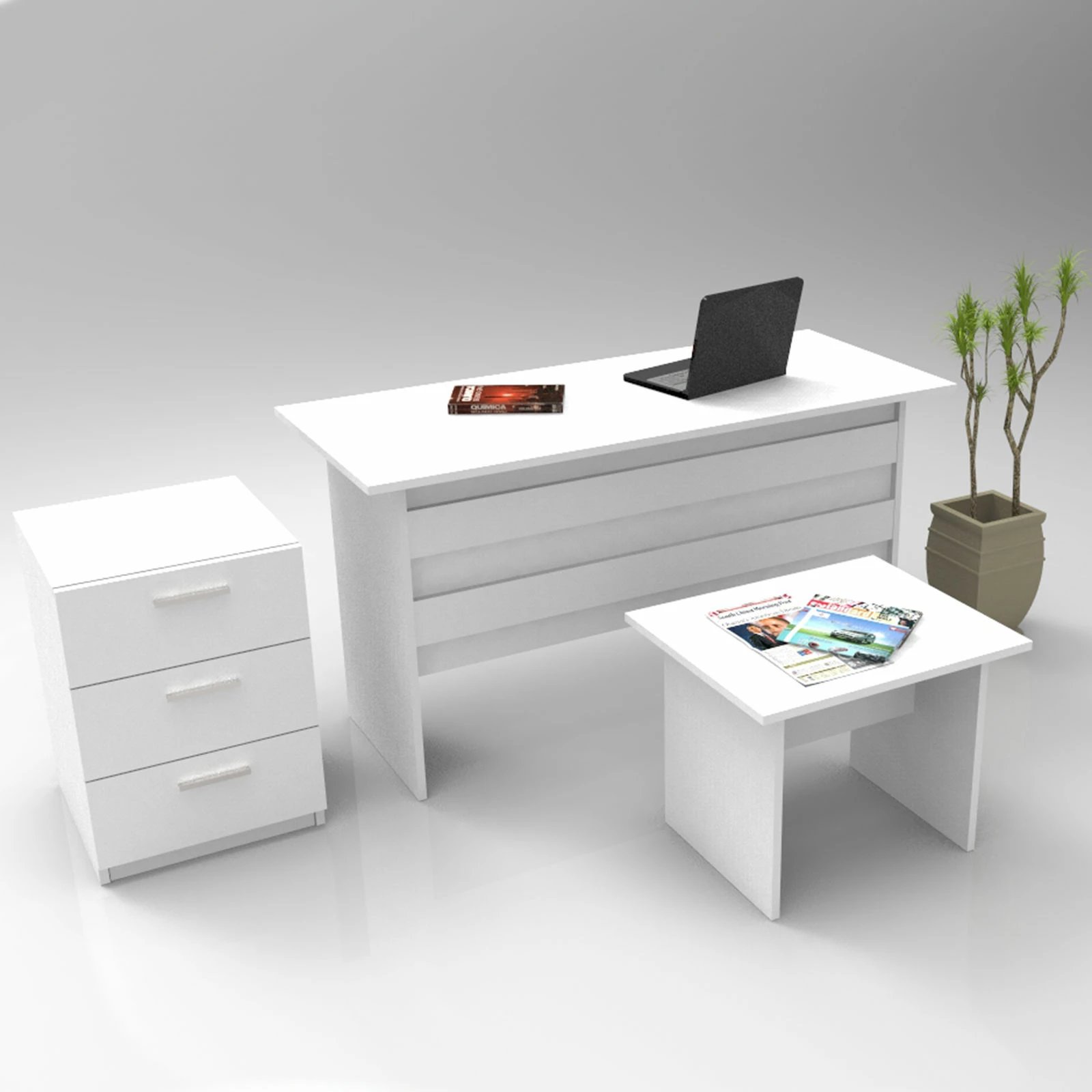 Set mobiljesh për zyre Skye Decor, Vo9-W, ngjyrë e bardhë
