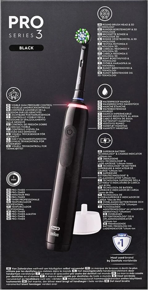 Furçë dhëmbësh elektrike Braun Oral-B Pro 3 Pro3 3000, për të rritur, e zezë, me 2 koka