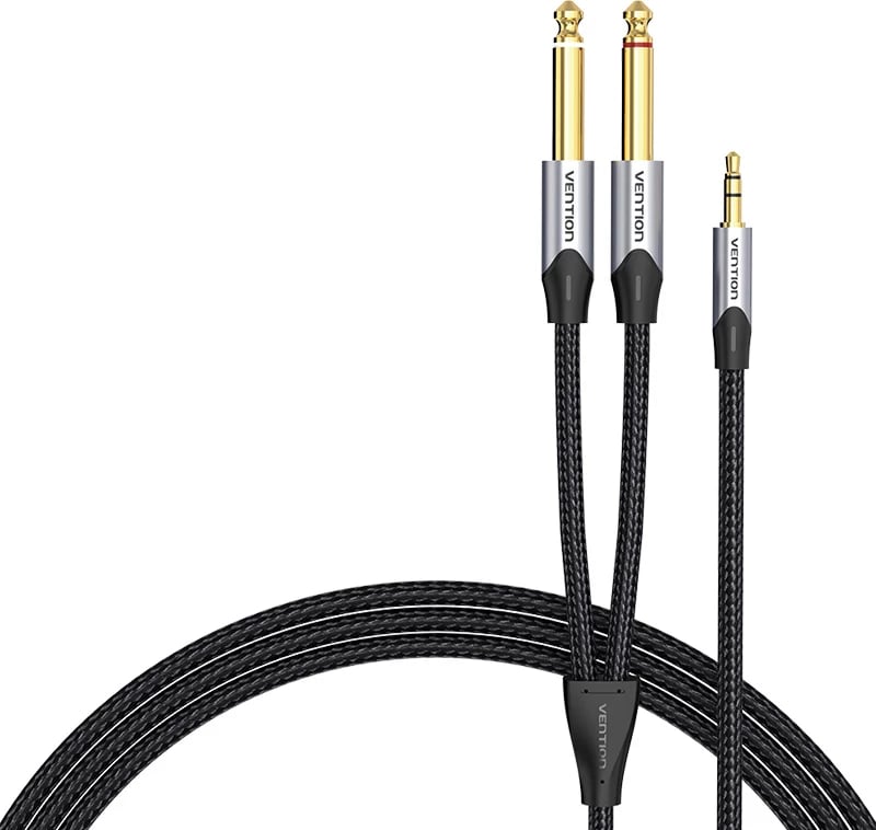 Kabllo audio Vention BARHK, 3.5mm në 2x 6.35mm, 8m, Gri