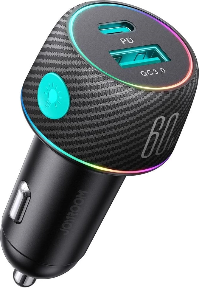 Karikues veture JOYROOM JR-CCN01, 60W, 1x USB-A QC 3.0, 1x USB-C PD 3.0, i zi