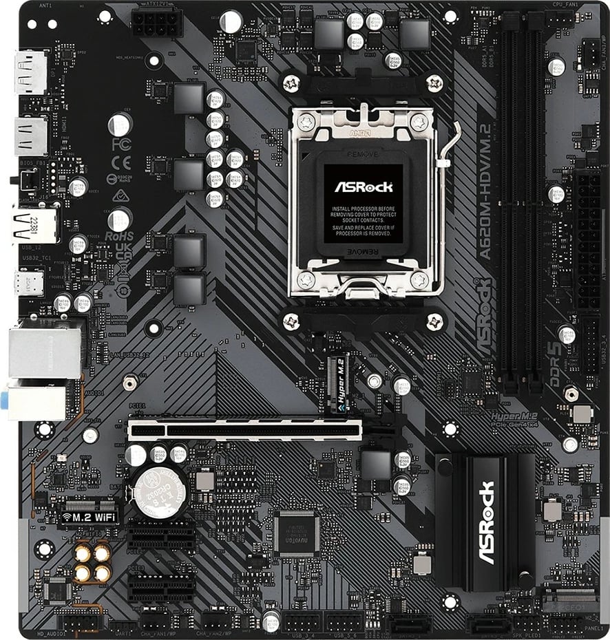 Pllakë amë ASRock A620M-HDV/M.2, AMD, Socket AM5, DDR5, 96 GB