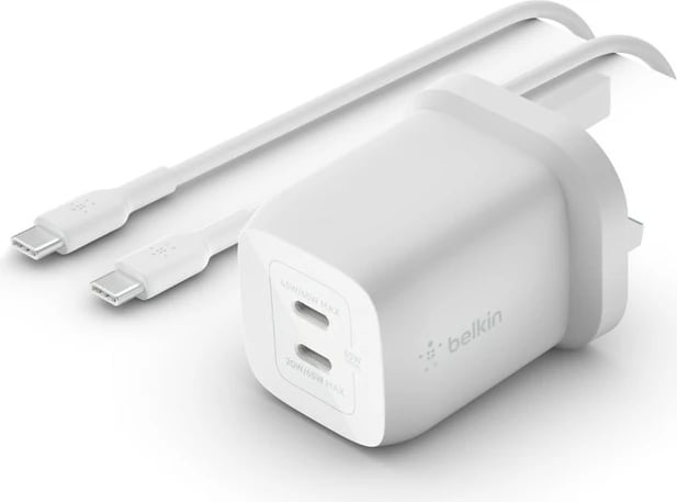 Karikues Belkin WCH013vf2MWH-B6, 65W, 2 porte USB Type-C, Bardhë
