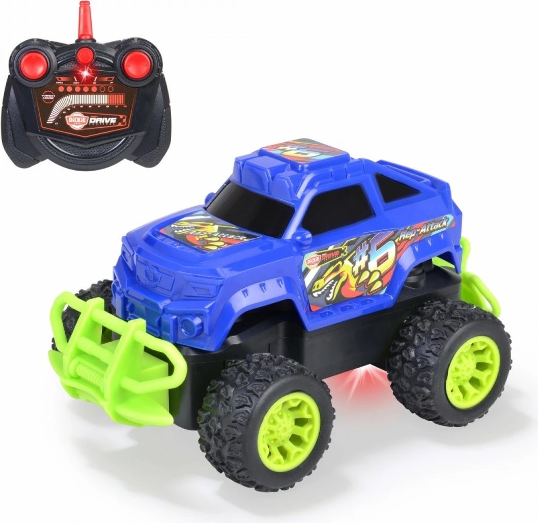 Makine lodër me telekomandë Dickie RC Rep Attack, 15.5 cm, Blu/Gjelbër