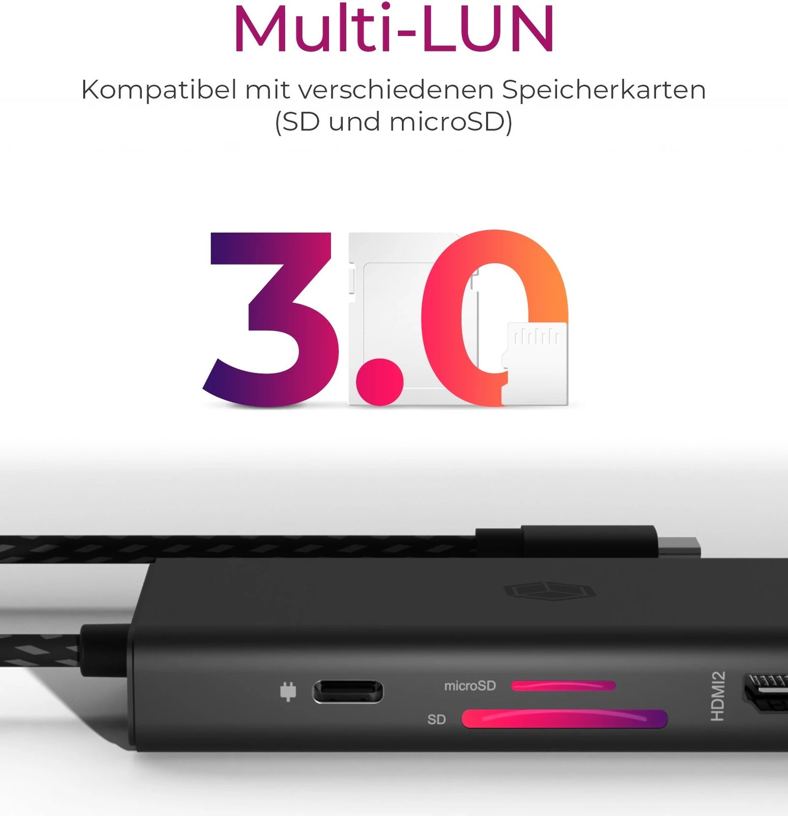 Docking station ICY BOX IB-DK4011-CPD, USB Type-C, HDMI, DisplayPort, MicroSD, e zezë