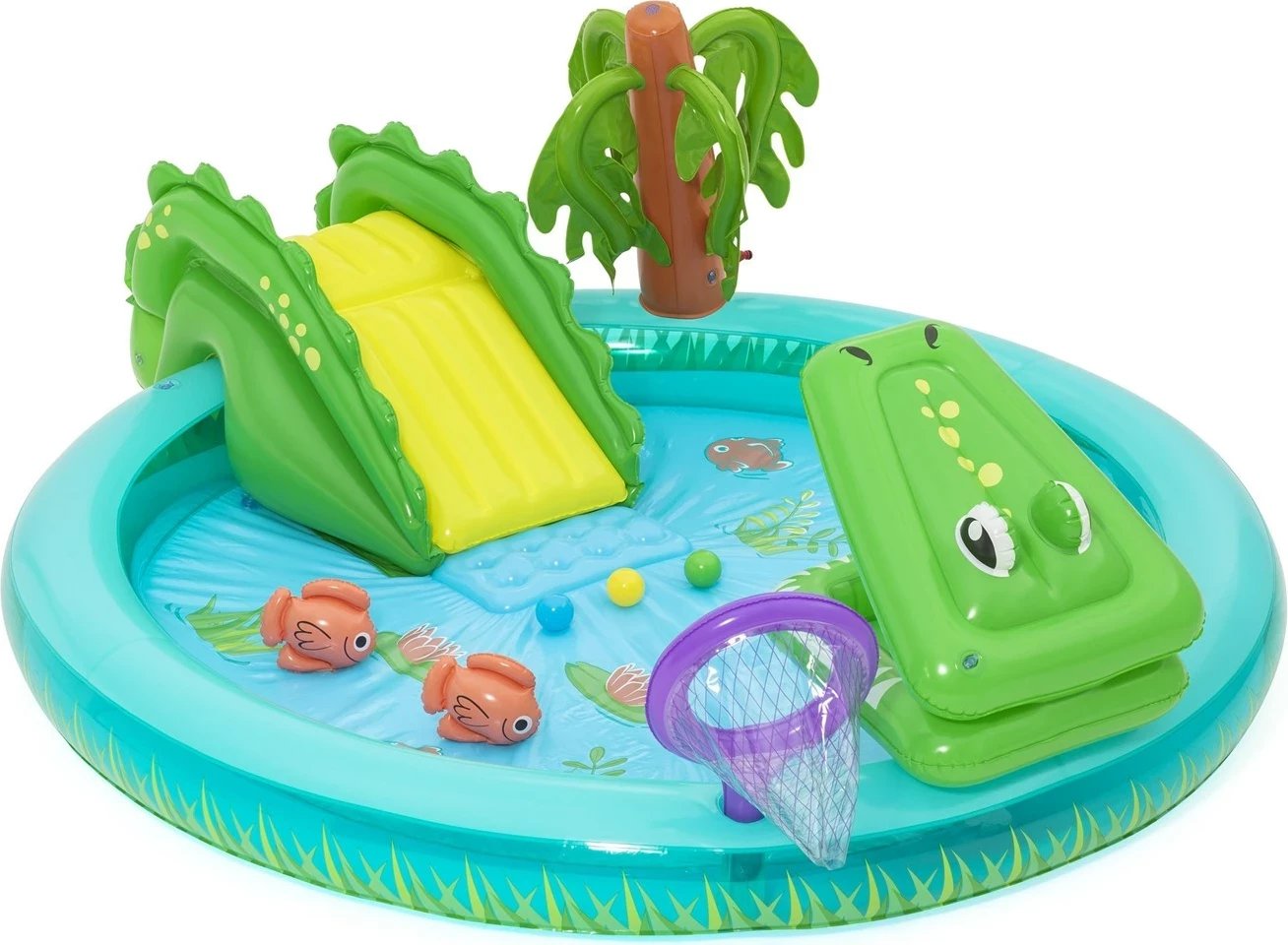 Qendër loje uji e fryrë për fëmijë Bestway Crocodile Cove, 2.24m x 1.81m x 72cm, shumëngjyrëshe Qendër loje uji e fryrë për fëmijë Bestway Crocodile Cove, 2.24m x 1.81m x 72cm, shumëngjyrëshe